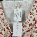 WAYF Jaci Tie Front Cutout Floral Midi Dress Tiered Skirt White Pink M NWT Photo 5