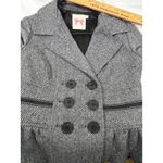 Anthropologie Double Breasted Peplum Blazer Herringbone 100% Wool Black White S Photo 6