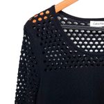 Calvin Klein Women’s Black Knit Mesh Long Sleeve Bodycon Midi Dress Photo 7