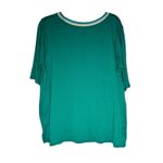 Cuddl Duds Womens Medium Green Tee Shirt Striped Trim Short Sleeve Casual Photo 9