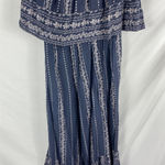 Japna  Striped Ruffle Off Shoulder Wide Leg Jumpsuit Size Medium Photo 0