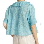 Doen Henri Ruffle Top Blue Daisy Fields Print Organic Cotton XLarge NEW‎ Size XL Photo 2