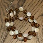 Donna Dresser vintage necklace with beautiful amber beads and mother of … White Photo 0