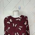 Reformation ‎ Butterfly Print Long Sleeve Mini Dress Maroon Red Size 2 Photo 1