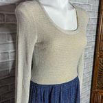 Lane Bryant Vintage 70s Tall Shop glam blue silver sparkle maxi dress 12 TALL Photo 1