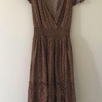 Candie's  brown floral tie waist deep v ruffle dress Photo 5