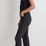 Madewell Mid Rise Perfect Vintage Straight Jeans Ripped Edition Black womens 28 Photo 4