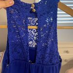 Royal blue long lace dress high neck with lace bottom size xsmall Photo 3