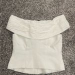 NA-KD Linen Blend Off-Shoulder White Buttoned Top Photo 8