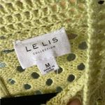 Le lis  crochet floral knit chartreuse open weave sweater 100%cotton top Sheer Photo 10