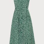 Rihoas Green V Neck Floral Button Midi Dress Size M Photo 6