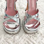 PIFERI Miranda Crisscross Mirror Platform Sandals In Silver Size 9 Photo 4