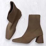 ZARA 90s Style Square Toe Taupe Gray Beige Textile Slim Sock Ankle Boots US 8 Photo 0