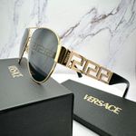 Versace New  Sunglasses Gold Aviator Pilot Metal Greca Logo Black Photo 5