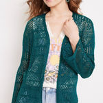 Maurice's Women’s Pointelle Open Stitch Cardigan Emerald Green Photo 0