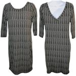 Philosophy  Abstract V-Back Bodycon Midi Dress Black Modal White M Photo 1