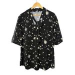 CURE Black Daisy Floral Print Tie Neck Top Short Sleeve Women Plus Size 3XL NWT Photo 1