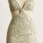 ASOS NWT Paisley Plunge Green Beach Cut Out Bikini Mini Dress- Size 10 Photo 0