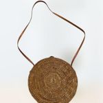 Street Level Boho One of a Kind Round Rattan Bag with leather strap - like new Photo 1