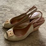 Tommy Hilfiger  Navy Wedge Shoe with Gold TH buckle Size 8 Photo 0