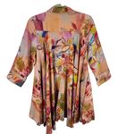 Radzoli Artsy Floral Button Up Collared 3/4 Roll Tab Sleeve Tunic Dress Size S Photo 1