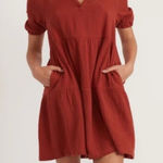 Marine layer  Jamie Short Sleeve Mini Dress in‎ Barn Red Photo 0