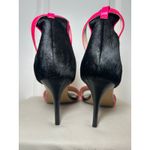 ESSENTIEL Antwerp Heels Sandals Black Pony Hair Neon Pink Trim Ankle Strap 9.5 Photo 4