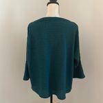 Parallel Skies Ribbed Knit Boat Neck 3/4 Sleeve Top Large Button Y2K Soft Layers Green Photo 4
