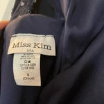 Miss Kim navy blue mermaid sequin gown with lace halter back sleeveless S NEW Photo 2