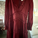 MARBLE Deep Red Long Sleeve Dress Photo 0