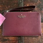 Kate Spade  Deep Berry Staci Leather Medium L-Zip Wristlet 8"x5" NWT Photo 0