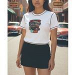 Hanes Vtg Y2K Women's White Old Cars Graphics Short Sleeve Tee Size M Photo 1