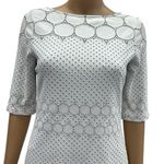 Julia Jordan  White Black Textured Scalloped Hem Half Sleeve Zip Back Dress Sz 6 Photo 0