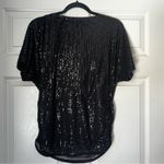 Grace Karin Grace Karen Short Sleeve Top Blouse Black Sequin Size Large Drapey Neck Photo 5