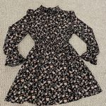 Cupshe  Dress Womens Medium Mini Black Floral Mock Neck Dancing Queen Long Sleeve Photo 1