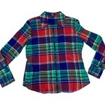 CHAPS Women’s Multicolor Plaid Zip Up Long Sleeve Shirt Jacket Size Medium Photo 2