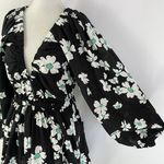 Topshop New Floral Tie Back V-Neck Long Sleeve Romper Black Multi Size Small Photo 12