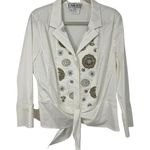 Carlisle WHITE WITH SILVER & GOLD EMBELLISHMENTS TIE FRONT BUTTON DOWN SIZE 16 Photo 0