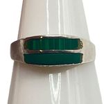 Silver Malachite Inlay Band Ring Size 6 Statement Jewelry Womens Jewelry Green Photo 0