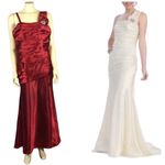 NWT Cindy Collection style 1230 in red sleeveless ruched jewelled size 2 XL Photo 2