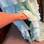 NWOT aqua strapless tiered prom dress cutout and rose accent size 16 fairycore Blue Photo 5