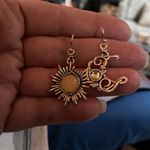 M Bellis Boutique Boho Sun Moon Vintage Moonstone Asymmetrical Metal Stud Earrings Photo 1
