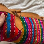 Vintage Vibrant Multicolor purse with Tan Leather Trim Red Photo 9