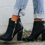 Qupid Faux Leather Ankle Moto Zipper Ankle Boot- Size 10 Photo 0