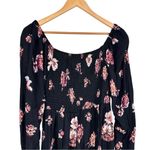 Nasty Gal  Floral Ruched Skater Dress Black Cutout size 6 Long Sleeves NWT Photo 8