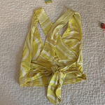Urban Outfitters  Phoenix Plunging Tie-Back Festival Yellow Swirl Crop Top Photo 3