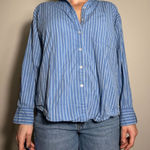 A New Day  Blue White Striped Button Up Long Sleeve Shirt Size Large Photo 0
