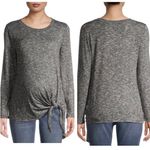 Time & Tru NWT  Maternity Long Sleeve Stretchy Gray Side Tie T-Shirt SZ Small Photo 1