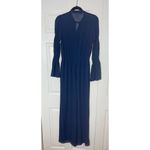 MICHAEL Michael Kors Navy Long Sleeve Flowy Relaxed Jumpsuit Elastic Waist Small Blue Photo 4