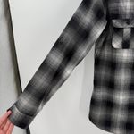 Eddie Bauer Black & White Plaid Button Front Collared Flannel Top Women's Medium Photo 3